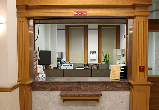 Picture of the front desk of the Recorders Office